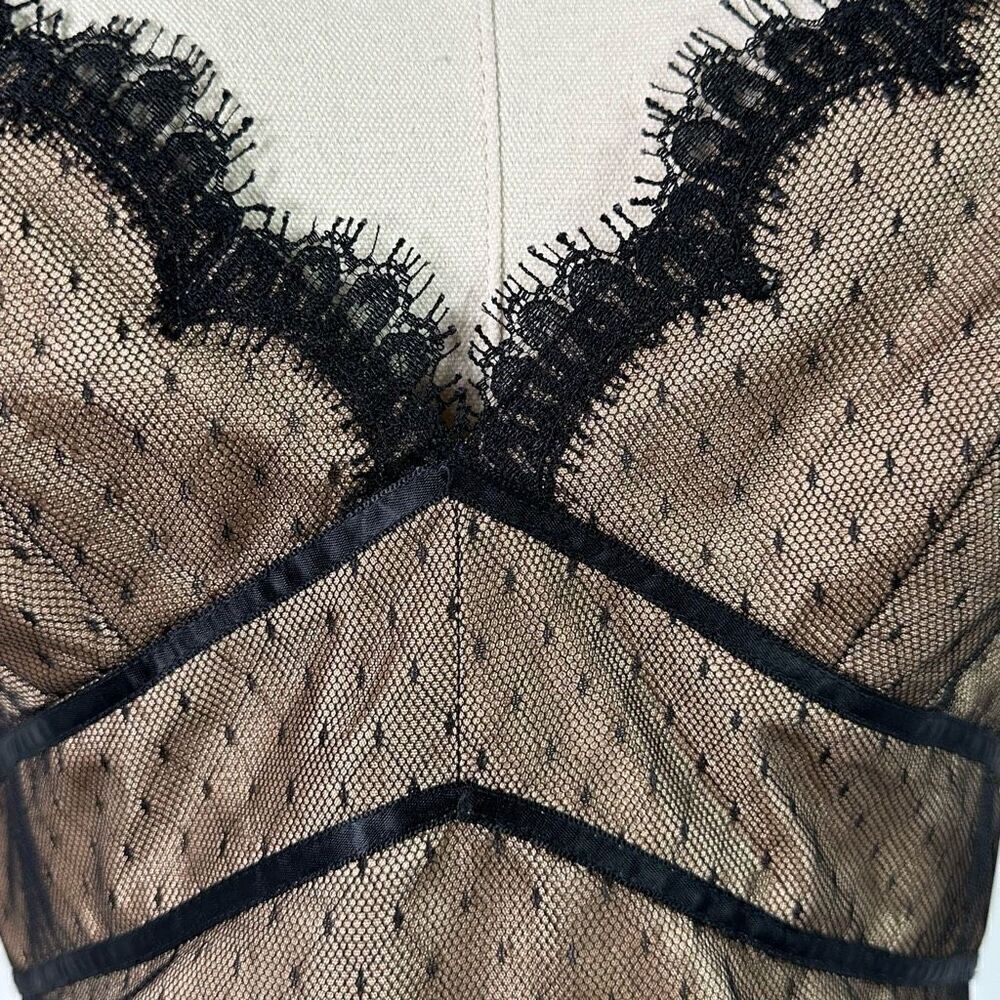 ABS Allen Schwartz Dress Lace Overlay Sz 8 Coquette Fairy Whimsy Goth Date Night - Picture 8 of 11
